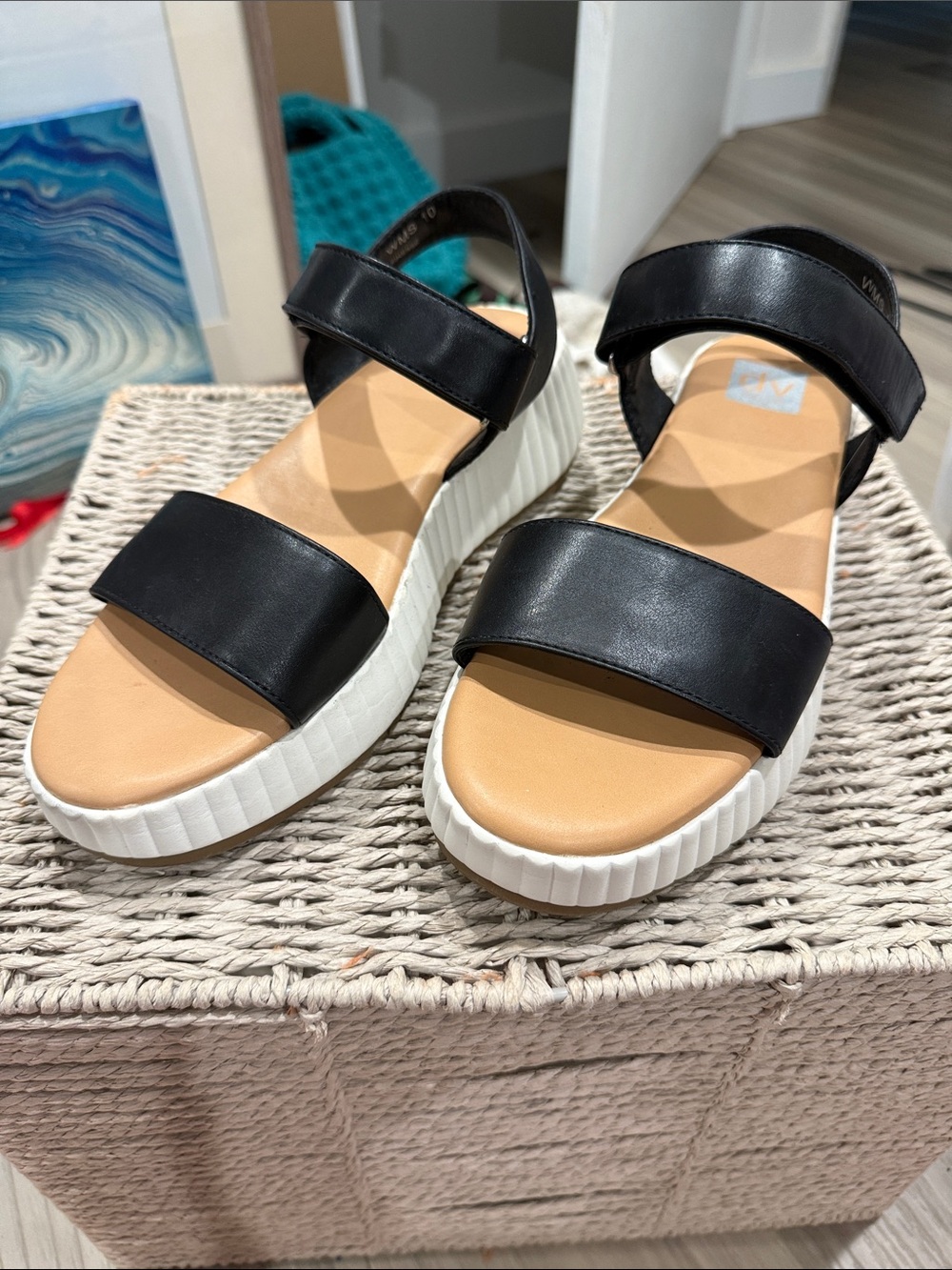 Dolce Vita Black Platform Sandals with White Sole